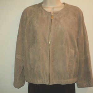 Vince Camuto Jacket Sz PS Faux Suede Tan Open Mesh